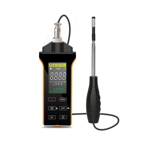 Anemometer Handheld, HVAC Wind Meter Hot Wire Anemometer with Telescopic Probe, USB Data Export