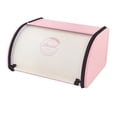 thumbnail image 2 of jifeng Iron Bread Box Bread Pastry Box Case with Roll Top Lid Kitchen Storage Container White Pink S, 2 of 9