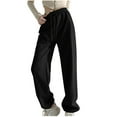 thumbnail image 2 of CLOISE Sweatpants Women Joggers Baggy Straight Leg Jogger Pants Lounge Petite High Waisted Elastic Bottom Pants Black Running Elastic Waist Drawstring Solid Sweatpants with Pockets Fall Sweatpants, 2 of 7