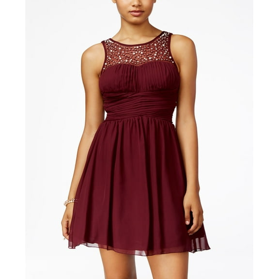 Speechless Juniors Embellished Fit Flare Dress Dark Burgundy 7