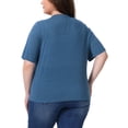 thumbnail image 3 of Agnes Orinda Plus Size Cardigan for Women Button Down Sheer Round Neck Short Sleeve Knitted Sweater 3X Blue, 3 of 5