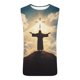 thumbnail image 3 of Camiseta sin mangas de cuello redondo para hombre, estilo informal, con estampado hawaiano, sin mangas, deportiva, con cuello redondo, 3 of 4