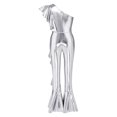 thumbnail image 5 of SiiRoh Girls 70s Disco Jumpsuit Shiny Metallic Ruffled Dance Outfits Sequins Bell Bottom Pants Dancewear Silver 8, 5 of 6