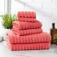 thumbnail image 2 of Mainstays Performance Textured Bath Towel 6-Piece Set, Island Coral, 2 of 7