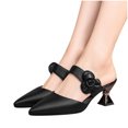 thumbnail image 5 of AXXD Women Black Sandals New Summer Baotou Shoes Pointed Flower High Heel Sandals, 5 of 5