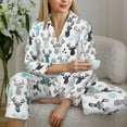 thumbnail image 6 of Salouo Winter Art Blue and Black Moose Pattern Women's Pajamas Set Long Sleeve Button Down Sleepwear Soft Pj Lounge Sets for women 2 Piece Pjs Set with Long Pants-Medium, 6 of 7