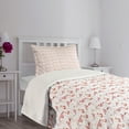 thumbnail image 3 of Ambesonne Flamingo Quilted Bedspread Set 2 Pcs, Hawaii Springtime, Twin Size, Orange Coral White, 3 of 5