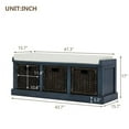 thumbnail image 7 of Storage Bench with 3 Removable Classic Rattan Baskets 41.3” Shoe Bench with Removable Padded Seat Rustic Cushion Ottoman Bench for Living Room Entryway Hallway Bedroom (Antique Navy), 7 of 7