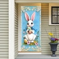 thumbnail image 6 of KOYPTL Easter Door Cover for Front Door, Cute Easter Bunny Egg Wreath Pattern for Front Door, Welcome Door Porch Sign Banner for Spring Holiday Party Easter Decorations Indoor, 35.4x70.8 inch, G, 6 of 8