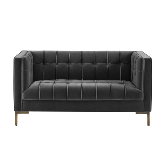 Steve Silver Isaac Modern Velvet Channel Stitch Loveseat, Gray