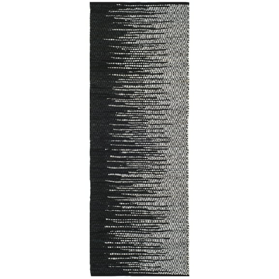 SAFAVIEH Vintage Leather Jarred Diamond Striped Runner Rug, Light Grey/Black, 2'3" x 9'
