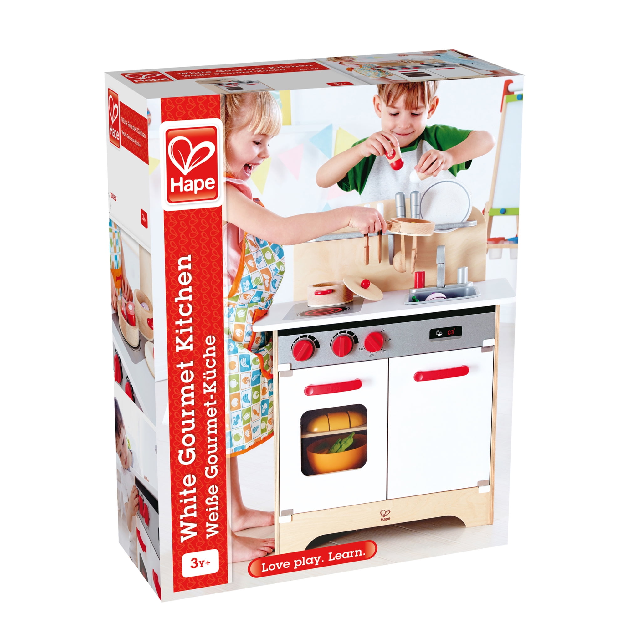 Hape Gourmet Kitchen Toy Fully Equipped Wooden Pretend Play Kitchen Set with Sink, Stove, Baking Oven, Cabinet, Turnable Knobs & Spice Shelf, Gift Idea for Toddlers & Kids Ages 3+