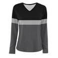 thumbnail image 3 of Annhoo Long Sleeve Shirts for Women Plus Size V Neck Color Block Tops Fall Casual Loose Blouses Tees, 3 of 3