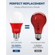 thumbnail image 4 of Nouscan Bombillas LED rojas equivalente a 60 W, 9 W A19, bombillas decorativas de color rojo, base E26 para Navidad, Halloween, día de San Valentín, bares de fiesta, iluminación ambiental, no regulabl, 4 of 4