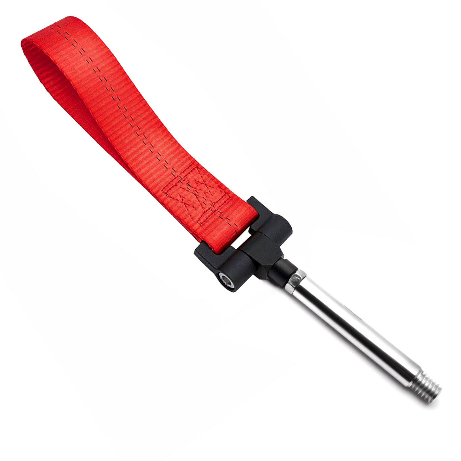 Xotic Tech Red JDM Style Tow Hole Adapter with Towing Strap for