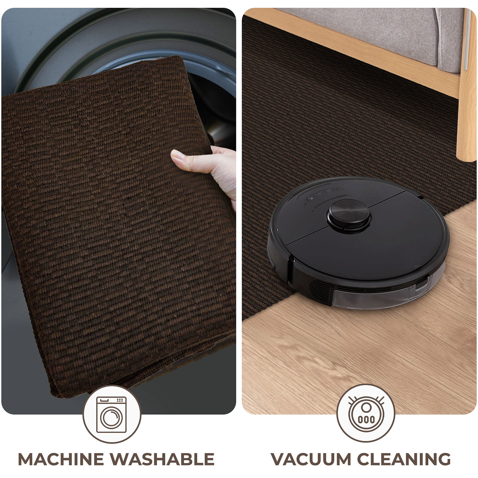 iOhouze Washable Rugs 3x5 ft Area Rug Cotton Entryway Rugs Rubber Backed Throw Rugs Indoor Door Mat Kitchen Rugs Braided Floor Carpet for Entrance Bathroom Kitchen Dark Coffee/Brown