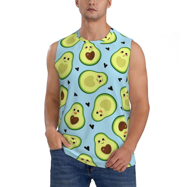 Balery Avocado and Hearts Camisetas sin mangas para hombre, absorbe la humedad y protege contra el mal olor.-XX-Large