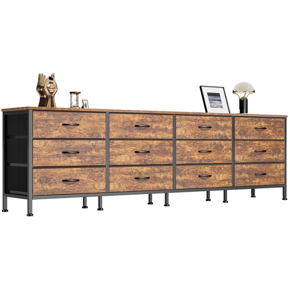 70 Inch Large Dresser for Bedroom, 12 Drawer TV Stand for 65, 75 Inch TV, Long Dresser for Living Room