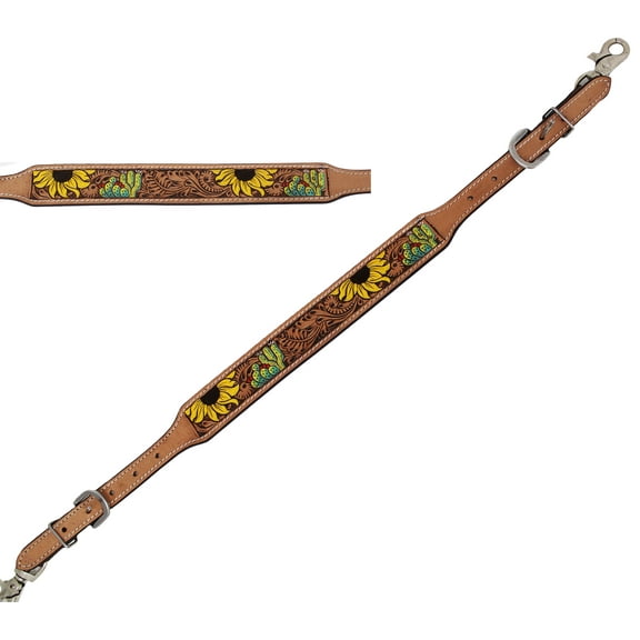 Horse Western Leather Tack Hand-Painted Sunflower Cactus Wither Strap 105FK22