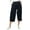 Navy Blue, variant on Bimba Women's Loose Casual Denim Culotte Capri Pants With Back Elastic Waist Navy Blue - Small