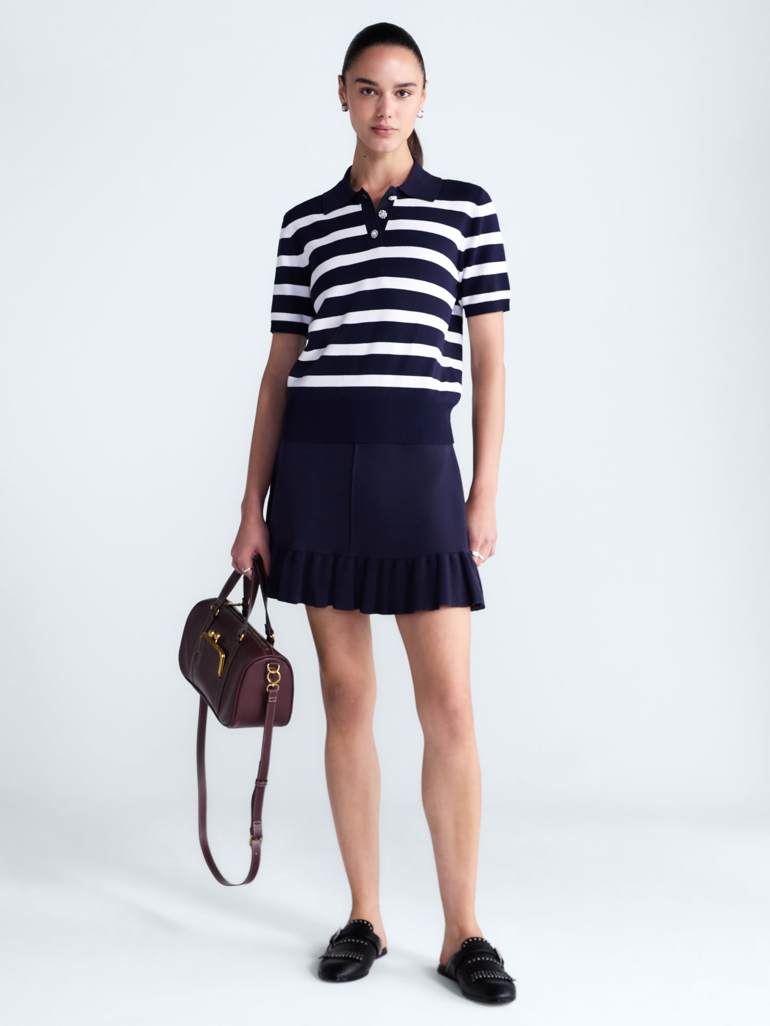 Free Assembly Women's Plus Mini Ruffle Pull On Sweater Skirt, Sizes 1X-4X