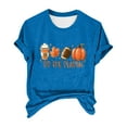 thumbnail image 4 of HCURIBAD Shirts for Women, Women's Pumpkin Baseball Maple Leaf Letter Printed T-Shirt Halloween Round Neck Tee, Womens Graphic Tees, Halloween Shirts for Women 1PC Top Blue 2XL, 4 of 4