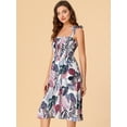 thumbnail image 4 of Vestido de verano para mujer Allegra K con volantes Cintura alta floral tiras informal para la playa Blanco XS, 4 of 6