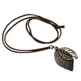 thumbnail image 6 of Women Retro Leaf Pendant Statement Necklace Long Leather Rope Chain 32 Inches Coffee, 6 of 9