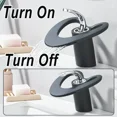 thumbnail image 2 of Black&Chrome Bathroom Sink Faucet Single Handle 1 Hole Vanity Mixer Waterfall Faucets, 2 of 18