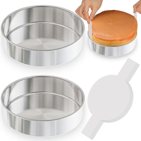 Juego de moldes para tartas AWTBDP redondos de acero inoxidable de 8 pulgadas (juego de 2)