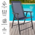 thumbnail image 2 of Pure Garden Portable Folding Camping Chairs with Textilene Fabric and Bungee Suspension, Navy, Set of 2, 2 of 8