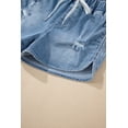 thumbnail image 5 of Women's High Waist Distressed Denim Shorts – Casual Drawstring Blue Jean Bottoms | 10, 5 of 12