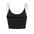 thumbnail image 4 of Made by Olivia Women's Sexy Double Thin Spaghetti Strap Ribbed Seamless Brami Cami Crop Top Solid/Stripe, 4 of 6