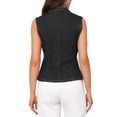 thumbnail image 3 of INSPIRE CHIC Women's Vest Denim Button Down Notched Lapel Collar Elastic Waist Jean Sleeveless Jackets 2XL Black, 3 of 6