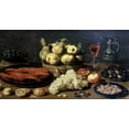 thumbnail image 2 of Van Es, Jacop Fobsen 14x9 Black Ornate Wood Framed with Double Matting Museum Art Print Titled - Still Life With Seafood, 2 of 4
