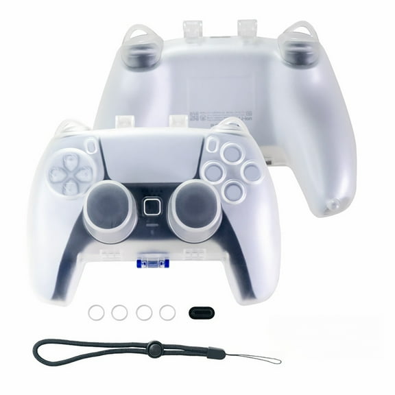 Clear Hard Protective Case Compatible with PlayStation 5 Slim Controller and Accessories - Portable Travel Storage Organizer Box-Transparent White