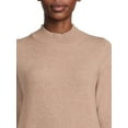 thumbnail image 4 of Dreamers by Debut Womens Elbow Patch Mock Neck Long Sleeve Sweater, 4 of 5