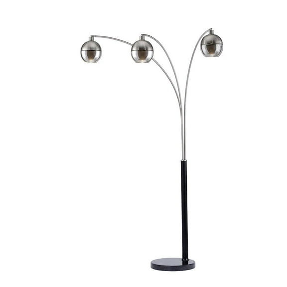 NOVA OF CALIFORNIA Orson 3 Light Arc Floor Lamp - 84″, Matte Black, Brushed Nickel