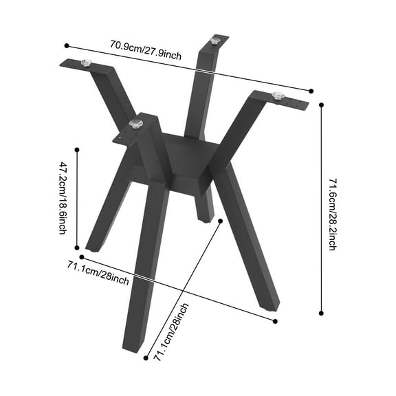 Table Base, Metal Table Base, Modern 28-inch Metal Table Base Black
