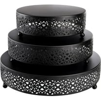 Set of 3 Black Cake Stand, Round Metal Cake Stands, Dessert Display Cupcake Stands, Wedding Brithday Party Celebration Dessert Display Plates-Black