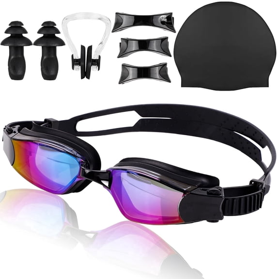 DEWEL Adult Swimming Goggles, Anti-Fog & UV Protection, Leak-Resistant Swim Goggles for Pool & Outdoor Swimming, Black,Deal on Sale Clearance