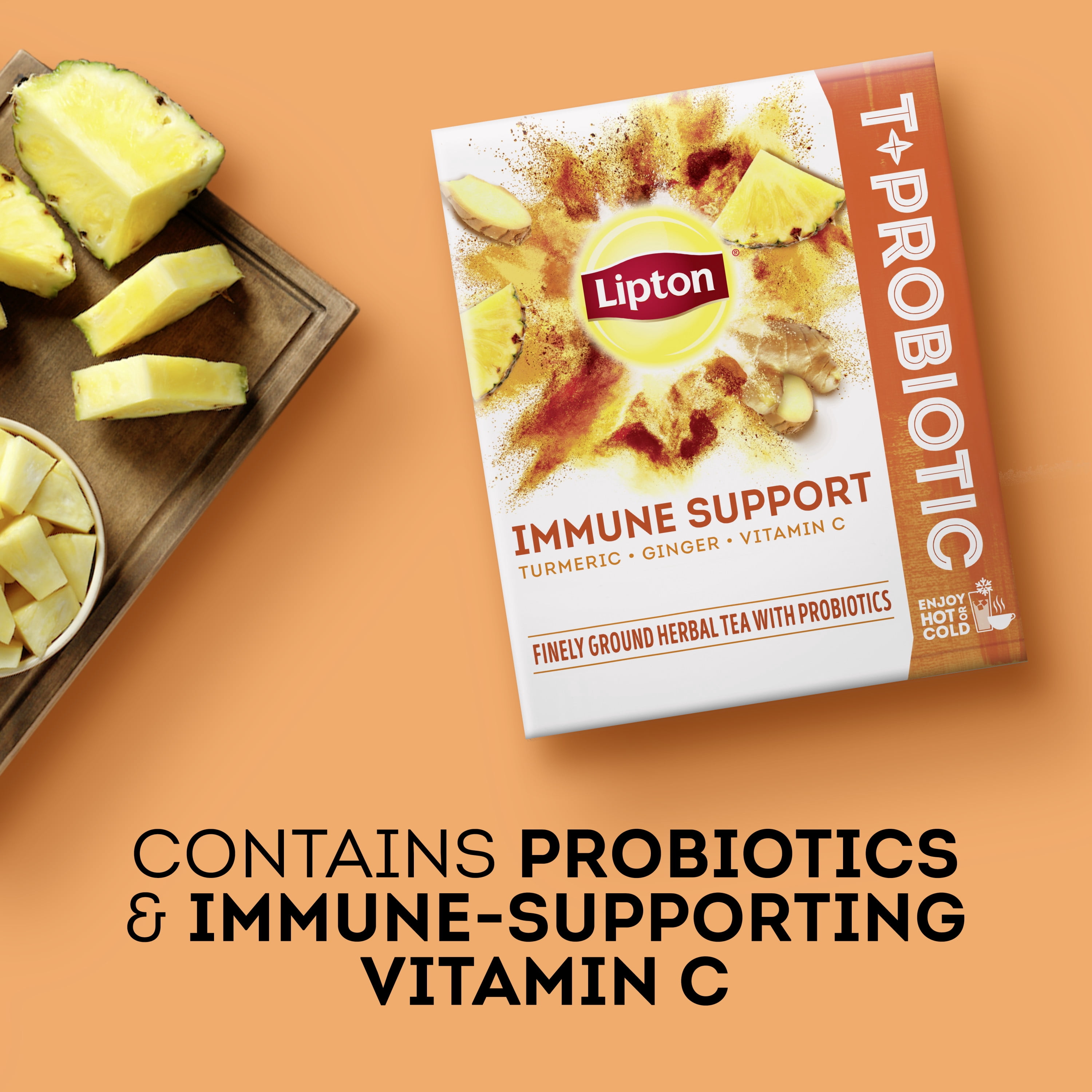 Lipton Herbal Tea , Turmeric Ginger, + Vitamin C Caffeine-Free, Tea Bags 12 Ct