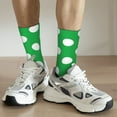 thumbnail image 6 of Hirioo Green And White Polka Dot Pattern Adult Middle Tube Socks Breathable Sock Non-Pilling,Contrasting Color Design, 6 of 6