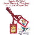 thumbnail image 2 of Catholic Scapular Red Wool Sacred Family & Holy Spirit Rectangular Stiched Icon Handmade by Zaraleas (2.5cm x 3.5cm), 2 of 7