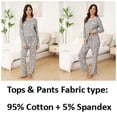 thumbnail image 3 of Womens Cotton Pajama Sets with Long Sleeves and Long Pants 2pcs Round Neck Sleepwear Sets for Women Soft Loungewear Set with Pockets Cute Star Print Women Nightwear Sets, S-XXL, 3 of 10