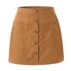 thumbnail image 5 of Faldas de pana para mujer de tallas grandes Agnes Orinda, con cintura elástica, botones, cortas, mini, de otoño e invierno, con bolsillos, 3X, marrón, 5 of 7