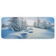 thumbnail image 1 of Winter Kitchen Mat, Winter Landscape with Forest and Blue Sky Frosted Trees Footprints Seasonal Nature, Plush Decorative Kitchen Mat with Non Slip Backing, 47" X 19", Blue White, by Ambesonne, 1 of 1