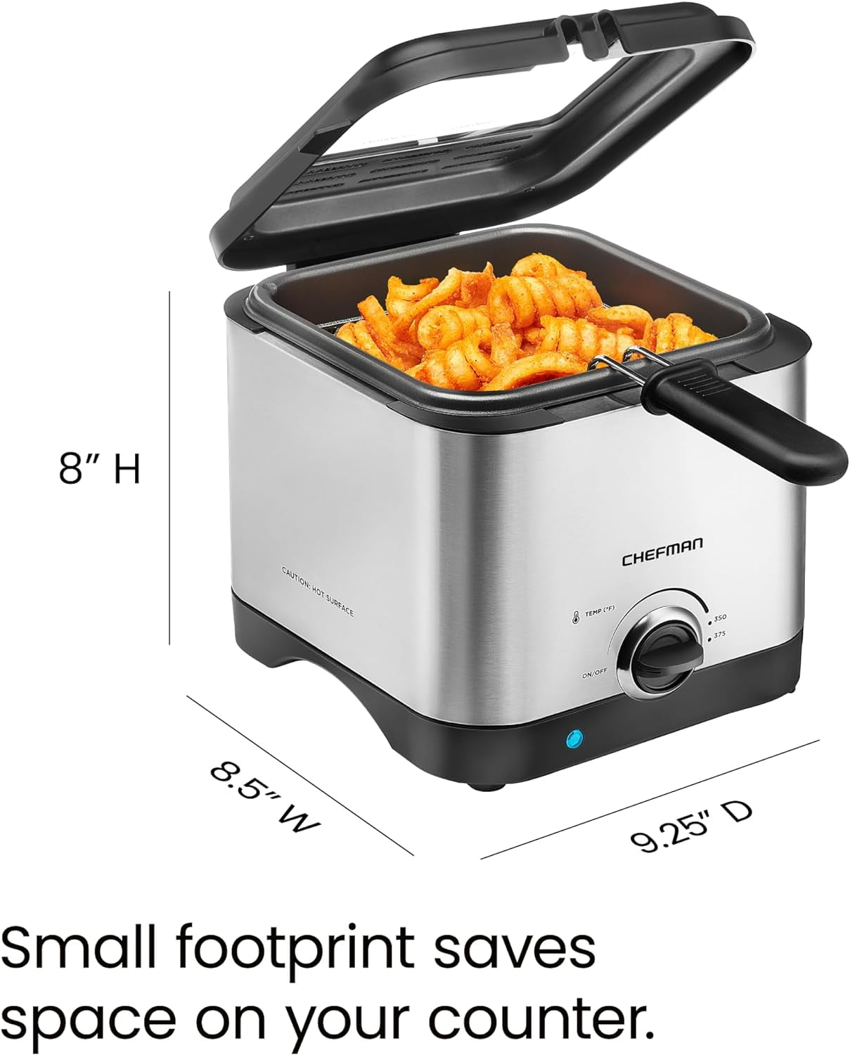 Chefman Fry Guy 1.5 Liter Deep Fryer w/ Adjustable Temperature Control - Stainless Steel