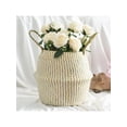 thumbnail image 3 of Handmade Foldable Wicker Grass Weaving with Small Plush Balls Flower Basket, Storage Basket for Storing Cosmetics, Clothes, 3 of 6