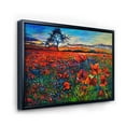 thumbnail image 3 of Designart 'Blossoming Red Poppy Fields With Distant Tree' Traditional Framed Canvas Wall Art Print, 3 of 5